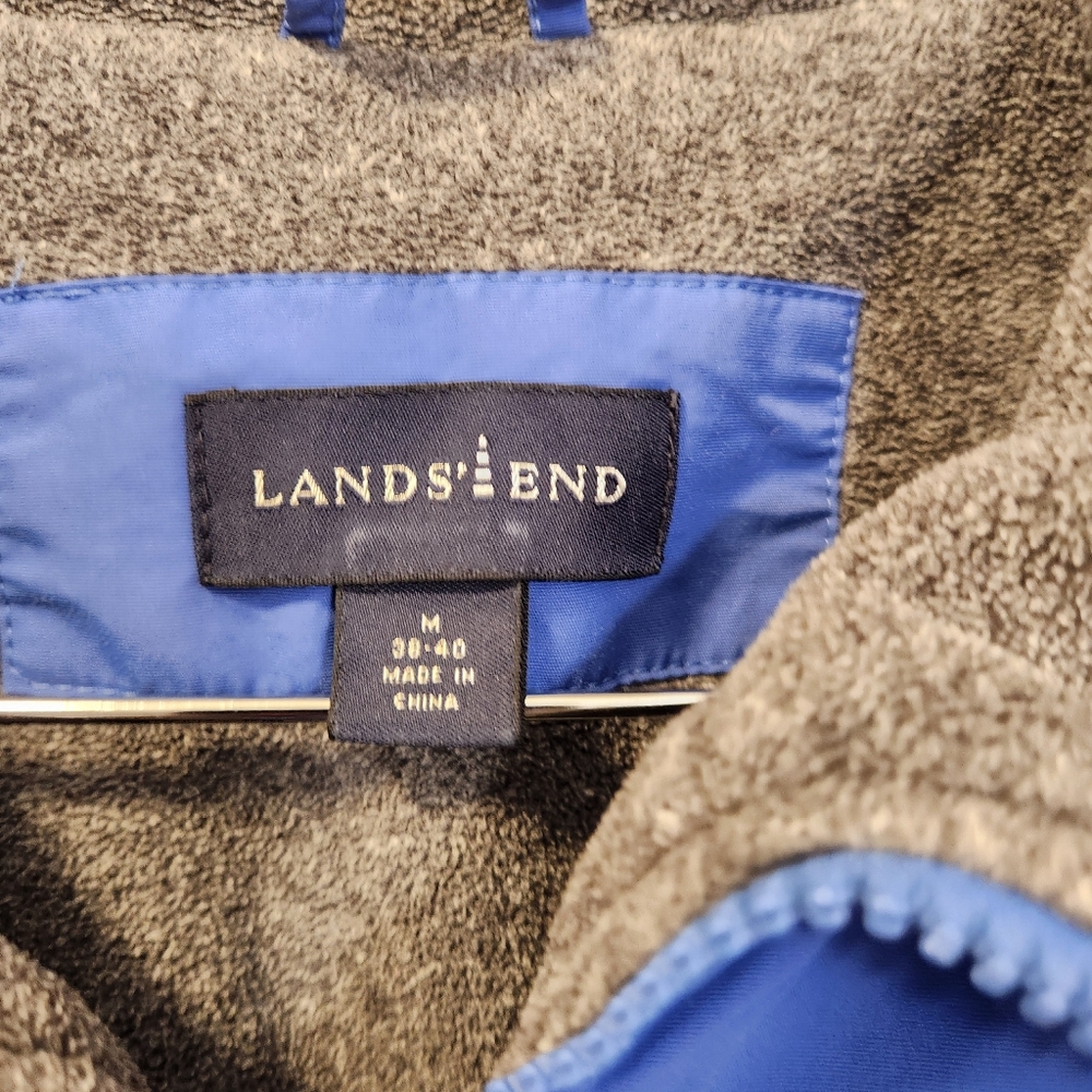 Vintage Lands End Mens Zip Fleece Lined Bomber Jacket Blue Gray Size M 38-40 - Picture 2 of 16